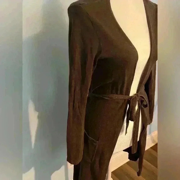 J.Jill Ladies Waist Length Brown Sweater w/Tie Belt Size Small - Picture 3 of 6